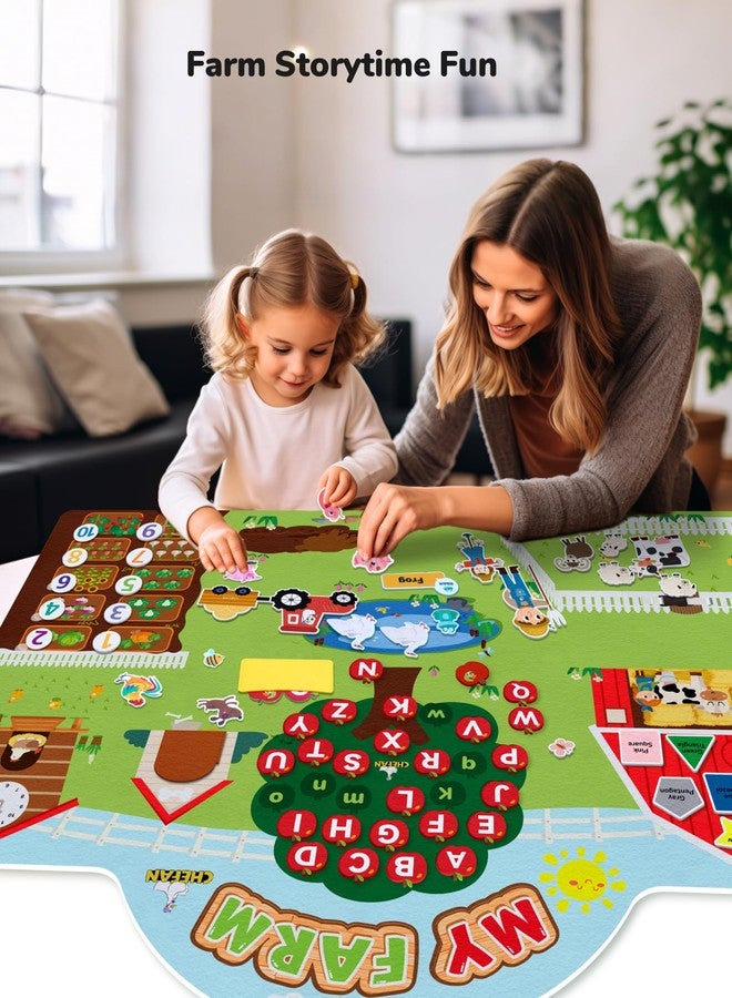 CHEFAN 99 Pcs Farm Animals Felt Story Board Set, 3.9 Ft Preschool Farmhouse Barnyard Theme Flannel Board Storytelling Early Learning, Interactive Wall Hanging Play Set for Toddlers Kids Children - Image 3